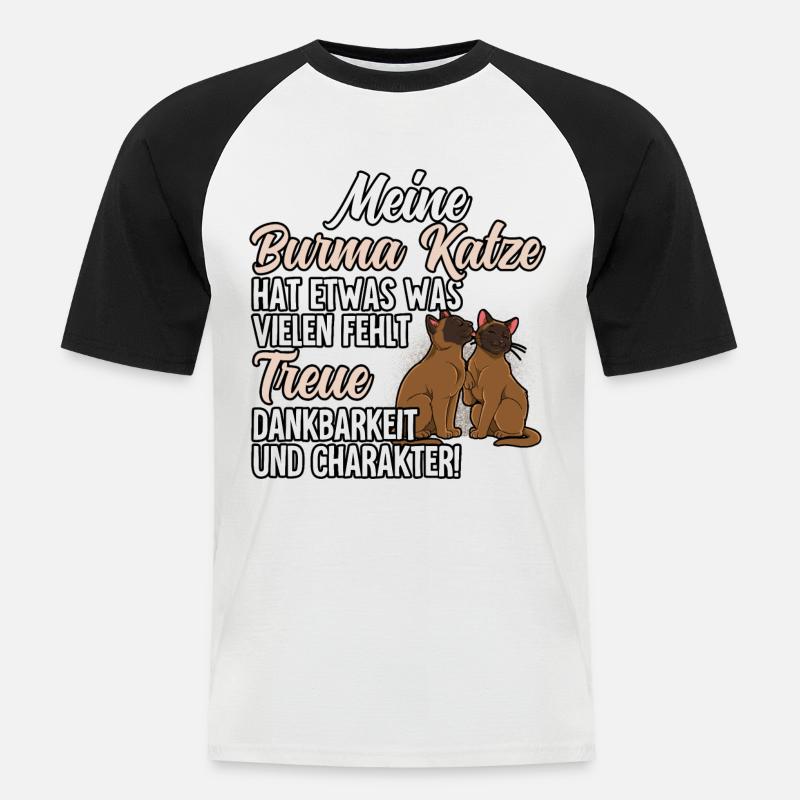 Burma Katze - Männer Baseball-T-Shirt - Weiß/Schwarz