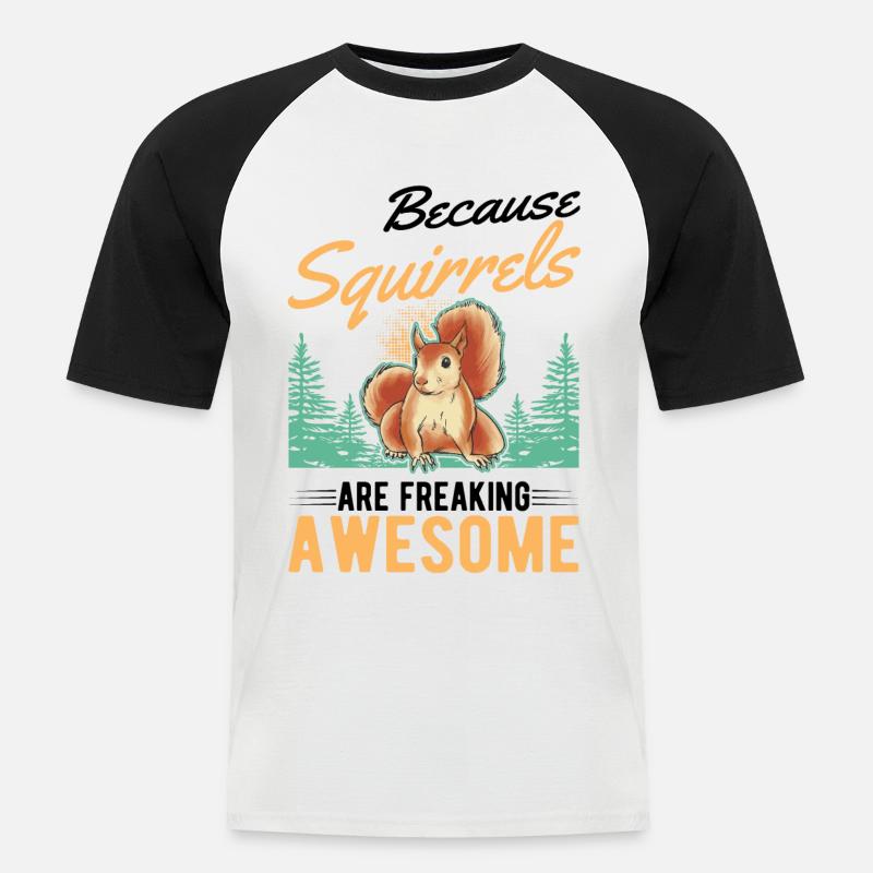 Eichhörnchen Geschenk Squirrel Grauhörnchen - Männer Baseball-T-Shirt - Weiß/Schwarz