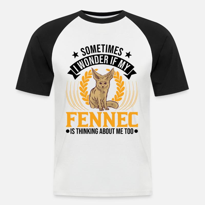 Fennek Geschenk Fennec Wüstenfuchs - Männer Baseball-T-Shirt - Weiß/Schwarz