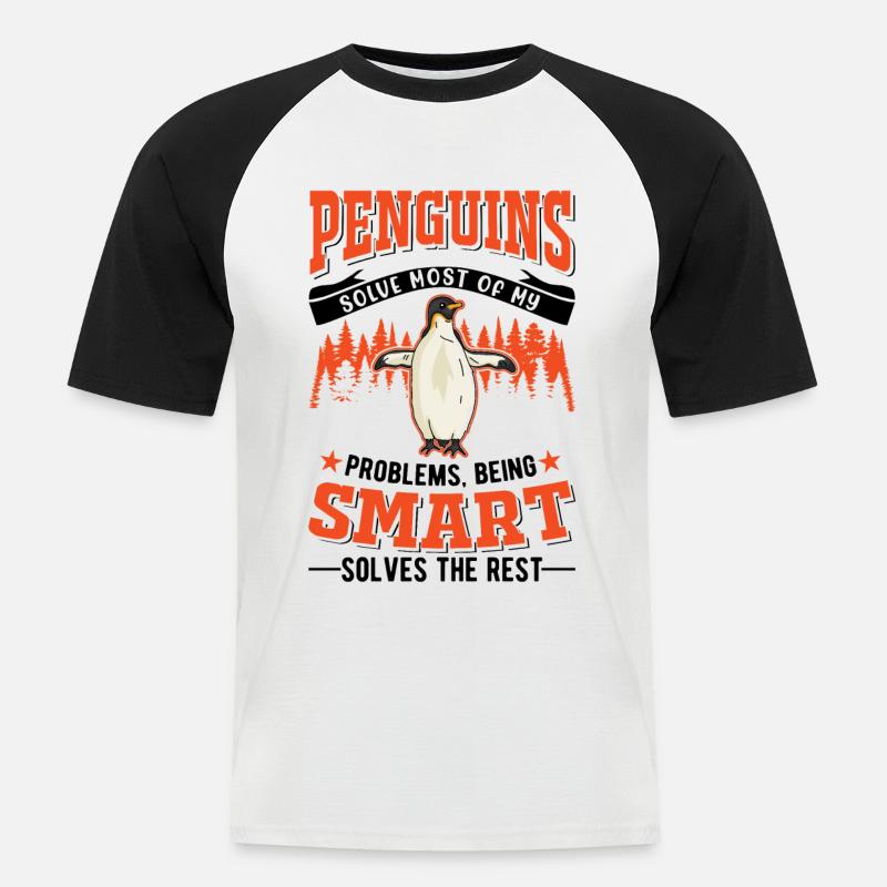 Pinguin Geschenk Penguin - Männer Baseball-T-Shirt - Weiß/Schwarz