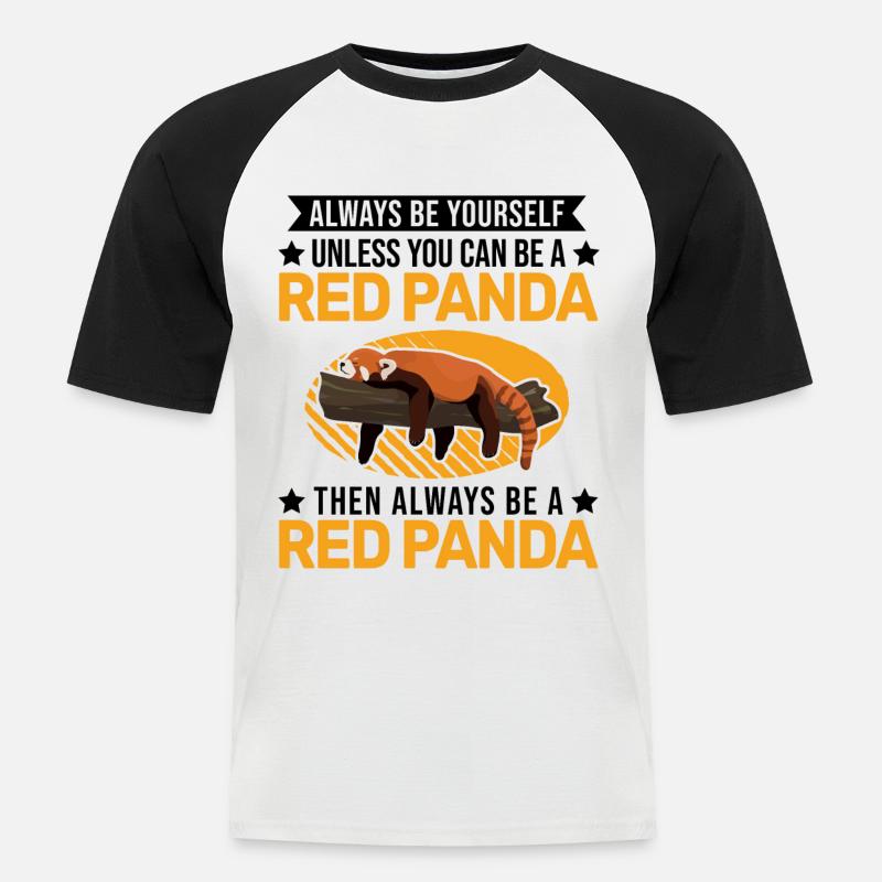 Roter Panda Geschenk Red Panda - Männer Baseball-T-Shirt - Weiß/Schwarz