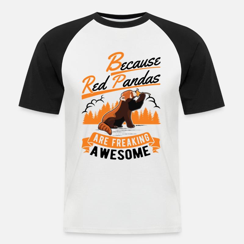 Roter Panda Geschenk Red Panda - Männer Baseball-T-Shirt - Weiß/Schwarz