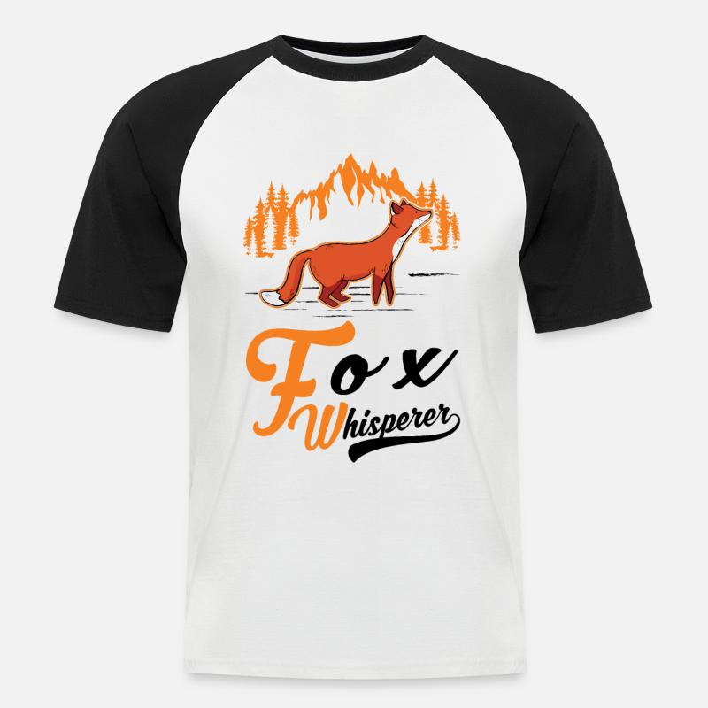 Fuchsflüsterer Fox Whisperer Fuchs - Männer Baseball-T-Shirt - Weiß/Schwarz