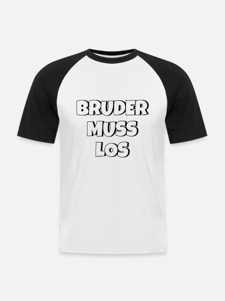 Bruder muss los - Männer Baseball-T-Shirt - Weiß/Schwarz