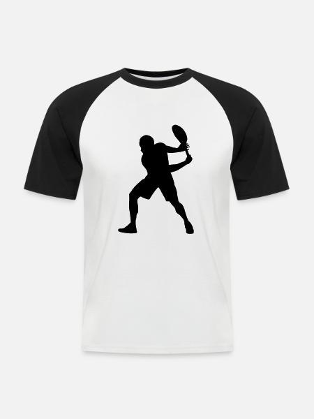 tennis silhouette - Männer Baseball-T-Shirt - Weiß/Schwarz