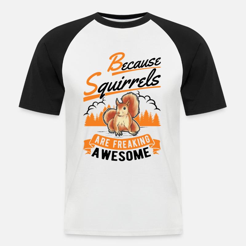 Eichhörnchen Geschenk Squirrel Grauhörnchen - Männer Baseball-T-Shirt - Weiß/Schwarz