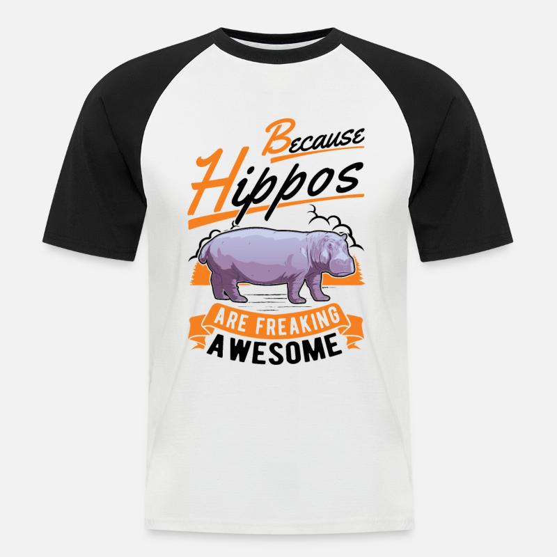 Nilpferd Geschenk Hippo Flusspferd - Männer Baseball-T-Shirt - Weiß/Schwarz