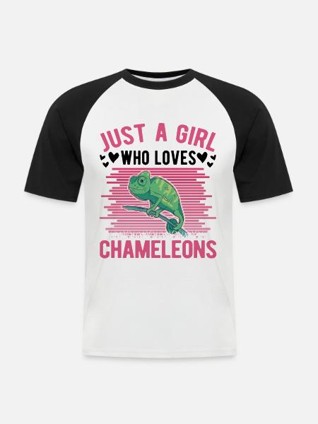 Caméléon Fille Caméléon - T-shirt baseball manches courtes Homme - blanc/noir