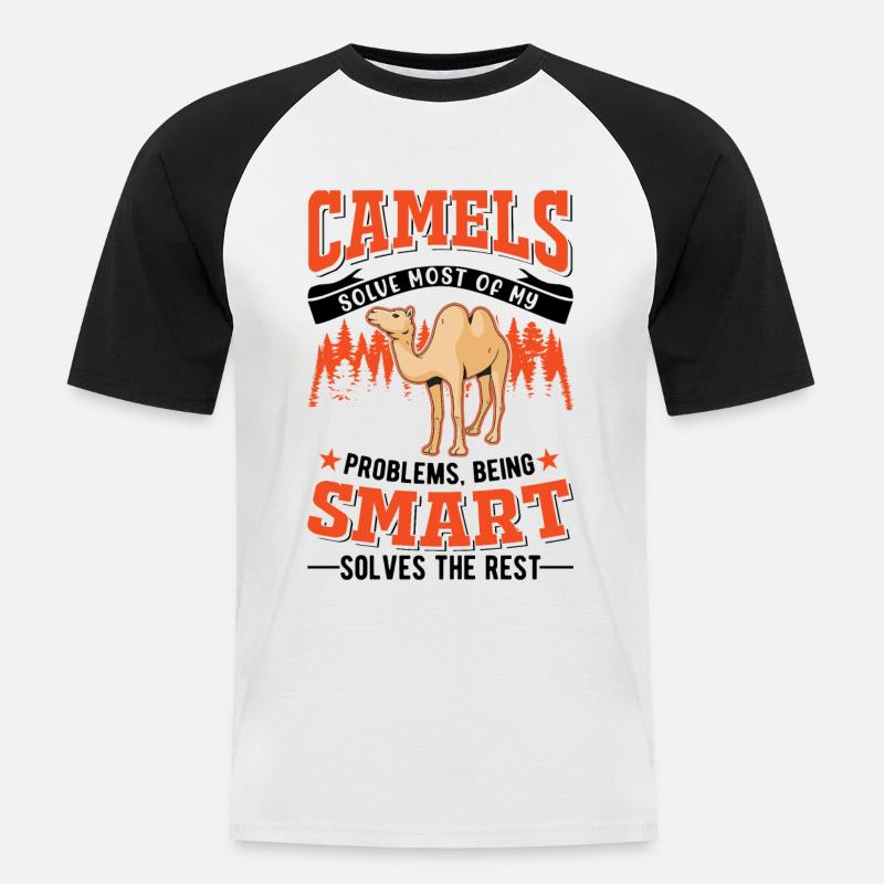 Kamel Dromedar Ägypten Geschenk Großkamel - Männer Baseball-T-Shirt - Weiß/Schwarz