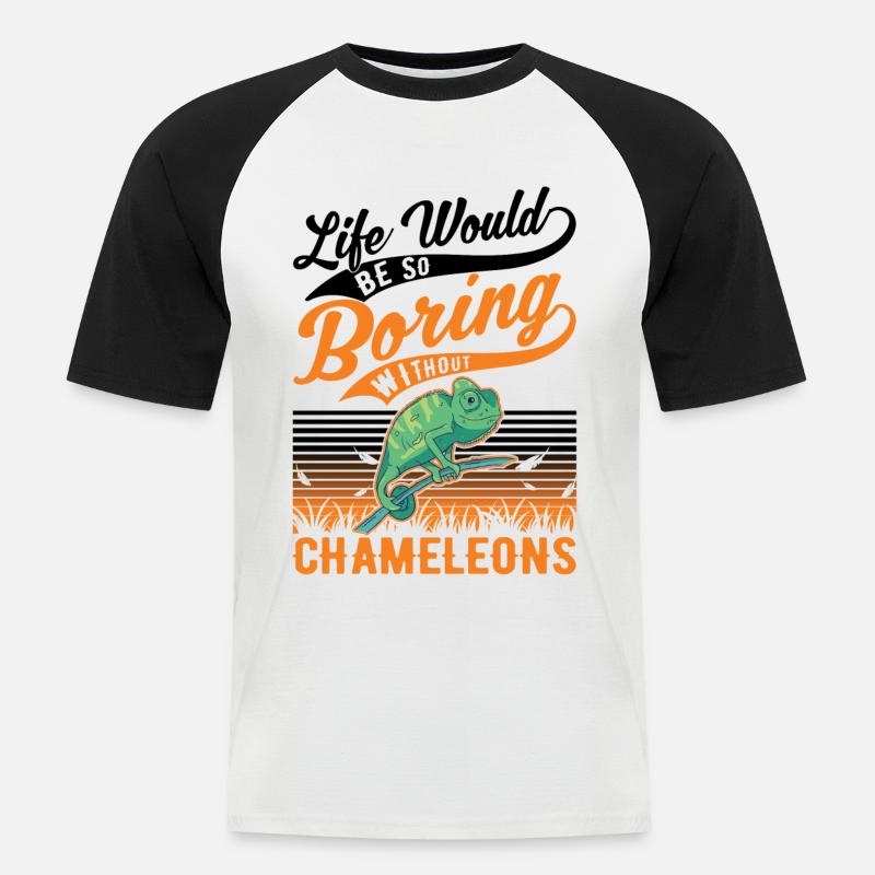 Chamäleon Geschenk Chameleon - Männer Baseball-T-Shirt - Weiß/Schwarz