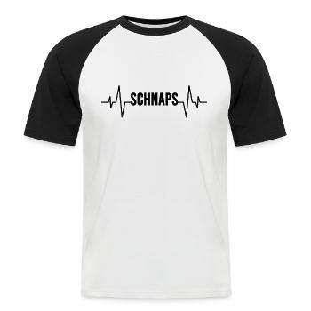 Schnaps Herzschlag - Männer Baseball-T-Shirt - Weiß/Schwarz - Vorne - Nik (191cm)