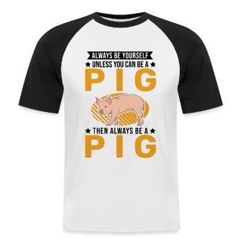 Pig Gift Farmer Pig - Men's Baseball T-Shirt - white/black - Front - Nik (191cm)