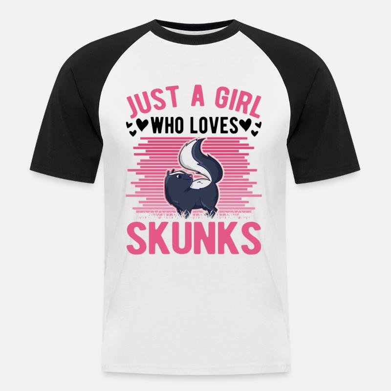 Stinktier Mädchen - Männer Baseball-T-Shirt - Weiß/Schwarz