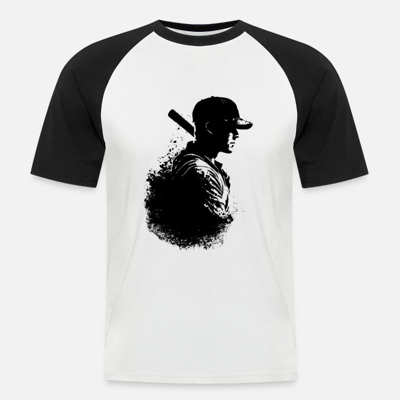 Baseball Spieler Silhouette - Männer Baseball-T-Shirt - Weiß/Schwarz
