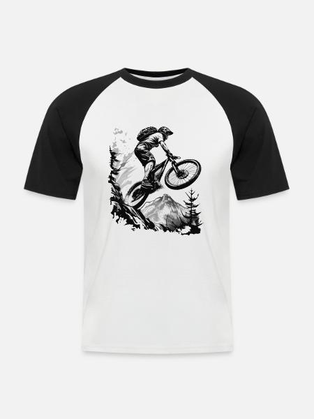 VTT - T-shirt baseball manches courtes Homme - blanc/noir