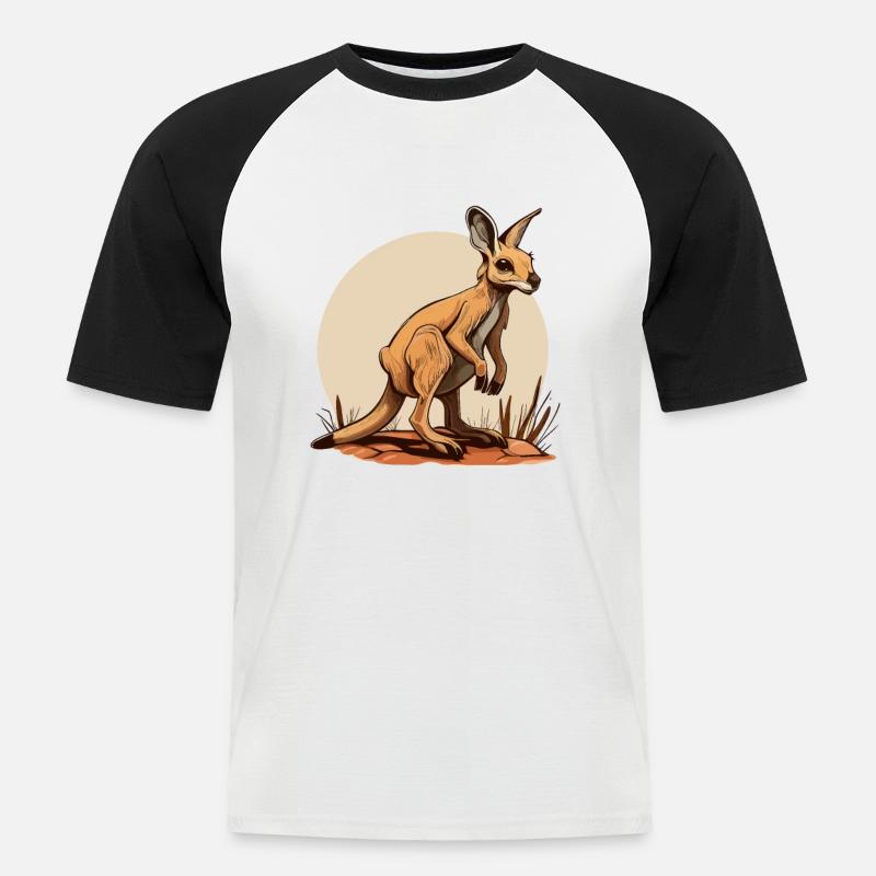 Känguru comic cartoon Style - Männer Baseball-T-Shirt - Weiß/Schwarz