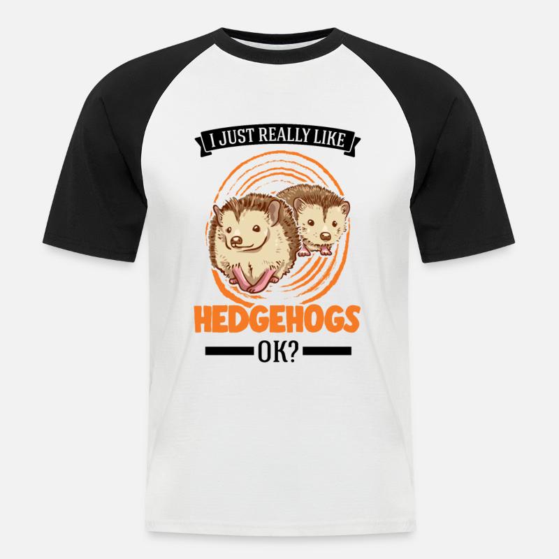 Ich mag einfach Igel - Männer Baseball-T-Shirt - Weiß/Schwarz