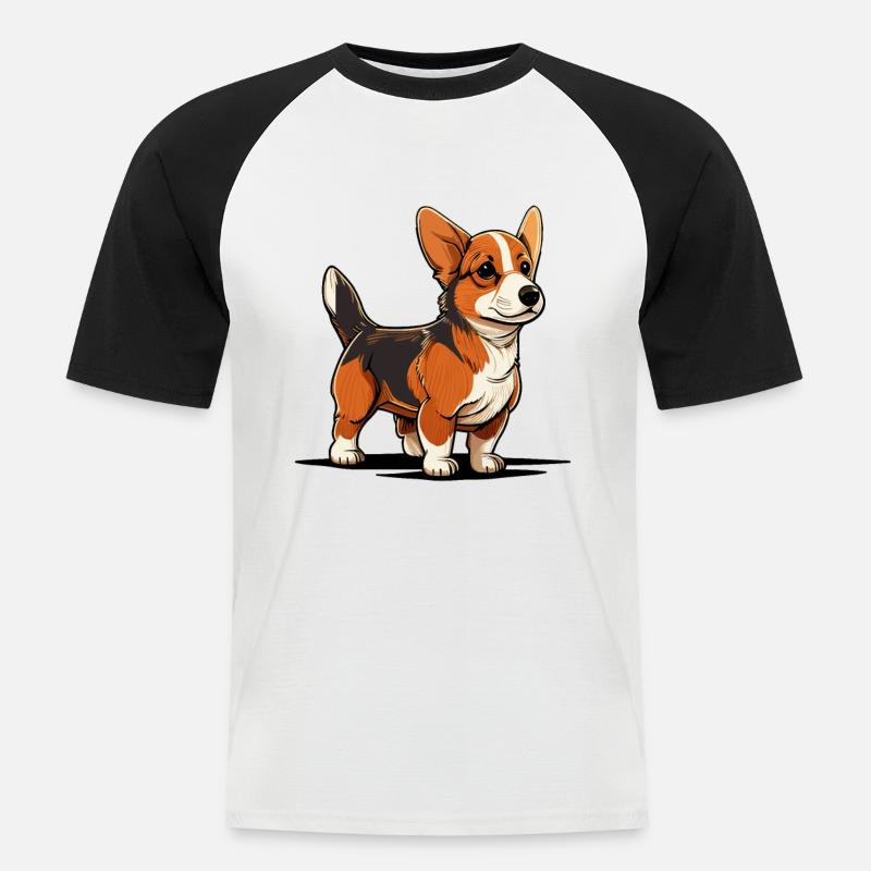 Hund im comic style - Männer Baseball-T-Shirt - Weiß/Schwarz