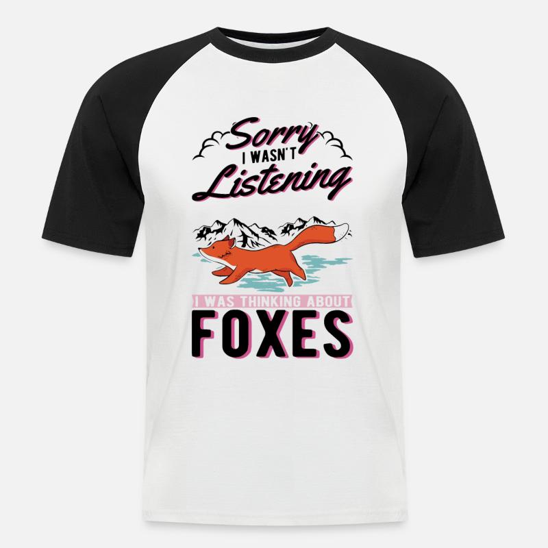 Fuchs Geschenk Rotfuchs - Männer Baseball-T-Shirt - Weiß/Schwarz