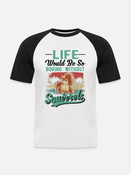Eichhörnchen Geschenk Squirrel Grauhörnchen - Männer Baseball-T-Shirt - Weiß/Schwarz