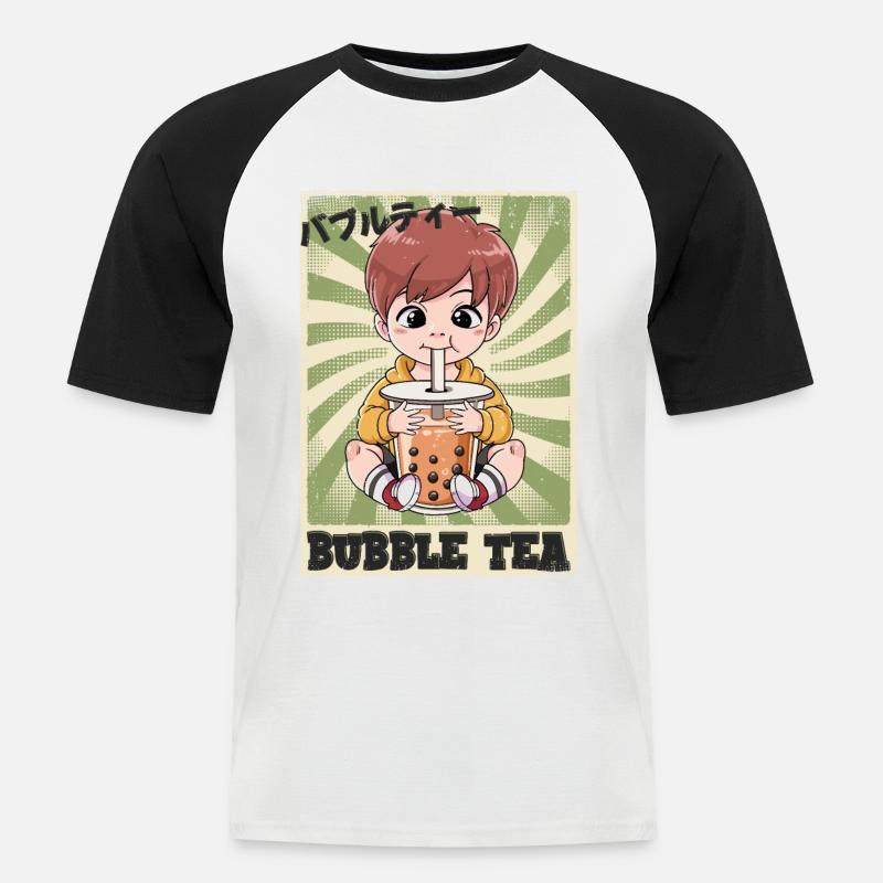 Boba Tea Boy Bubble Tea - Men's Baseball T-Shirt - white/black
