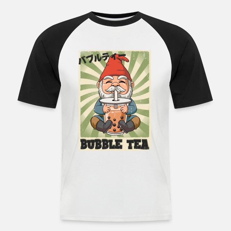 Boba Tea Gnom Bubble Tea - Männer Baseball-T-Shirt - Weiß/Schwarz
