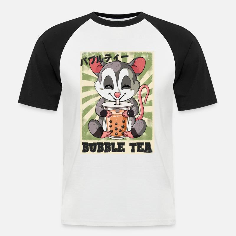 Boba Tea Opossum Bubble Tea - Männer Baseball-T-Shirt - Weiß/Schwarz