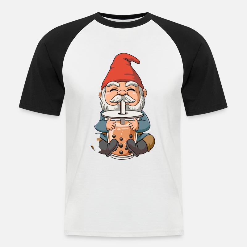 Boba Tea Gnom Bubble Tea - Männer Baseball-T-Shirt - Weiß/Schwarz