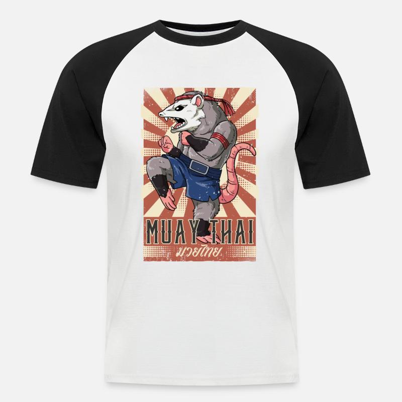 Muay Thai - Männer Baseball-T-Shirt - Weiß/Schwarz