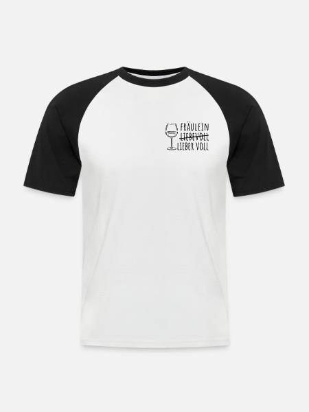 Fräulein Liebevoll Lieber Voll Wein - Männer Baseball-T-Shirt - Weiß/Schwarz