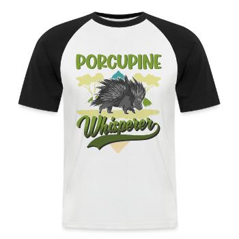 Stachelschwein Flüsterer - Männer Baseball-T-Shirt - Weiß/Schwarz - Vorne - Nik (191cm)