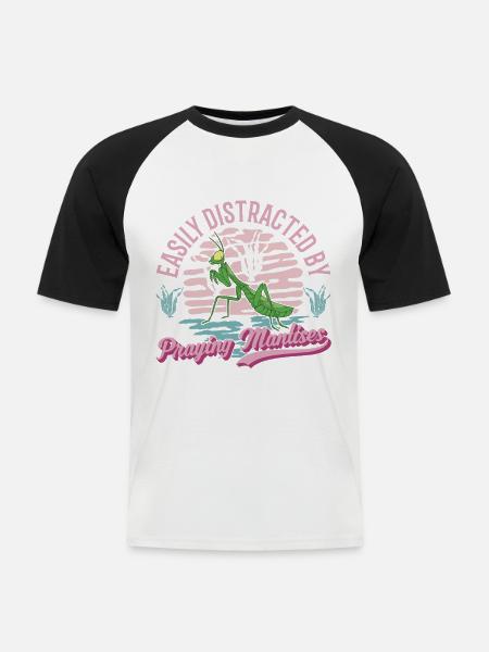 Gottesanbeterin Praying Mantis Fangschrecke - Men's Baseball T-Shirt - white/black