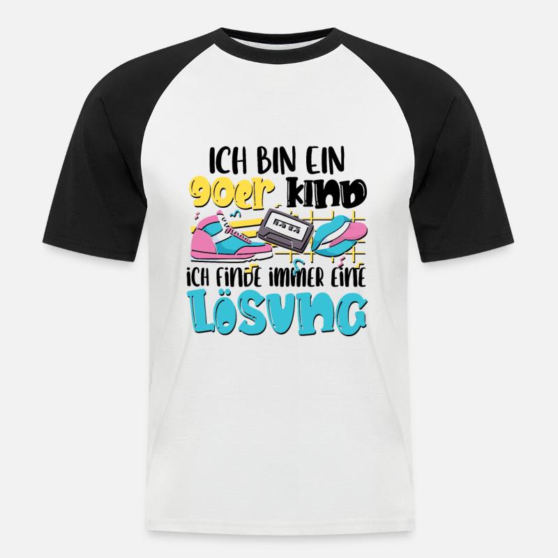 Ich bin ein 90er Kind - Männer Baseball-T-Shirt - Weiß/Schwarz