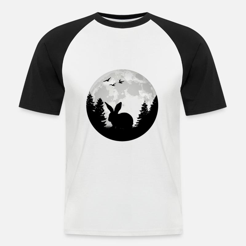 Rabbit Moon Bunny Rabbit - Men's Baseball T-Shirt - white/black