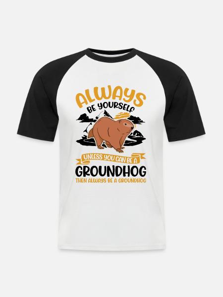 Murmeltier Groundhog Marmot Waldmurmeltier - Männer Baseball-T-Shirt - Weiß/Schwarz