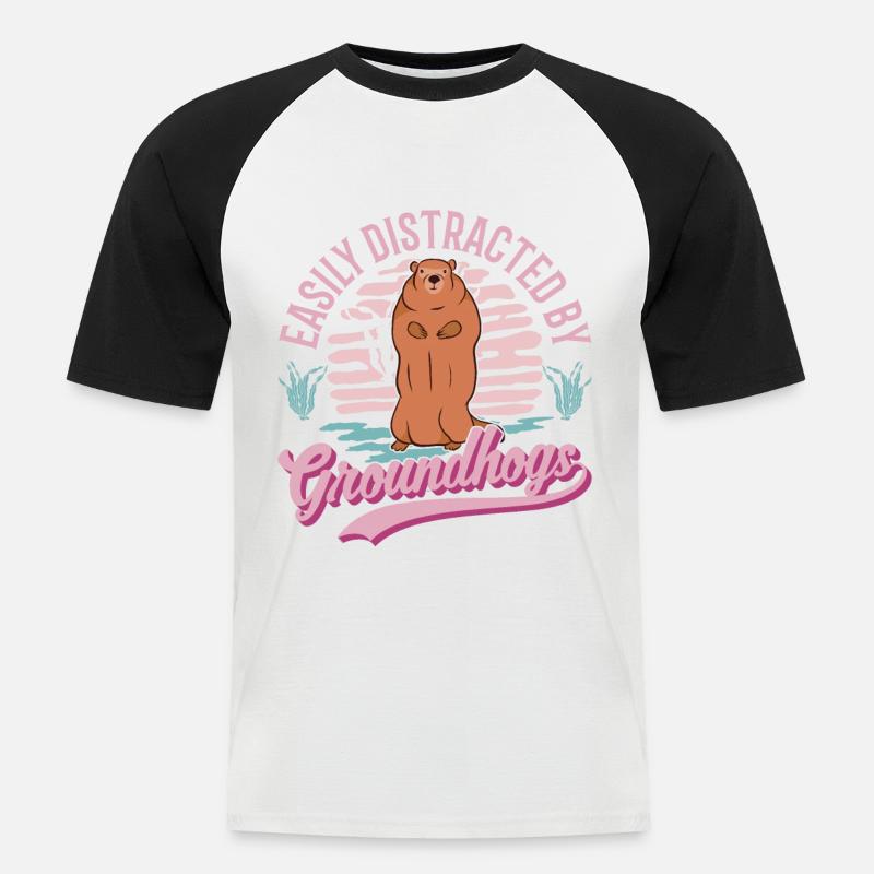 Murmeltier Groundhog Waldmurmeltier - Männer Baseball-T-Shirt - Weiß/Schwarz