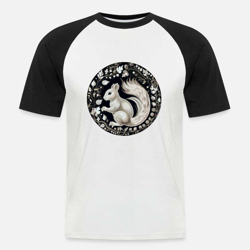 Eichhörnchen - Männer Baseball-T-Shirt - Weiß/Schwarz
