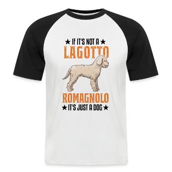 Lagotto Romagnolo Wasserhund - Männer Baseball-T-Shirt - Weiß/Schwarz - Vorne - Nik (191cm)