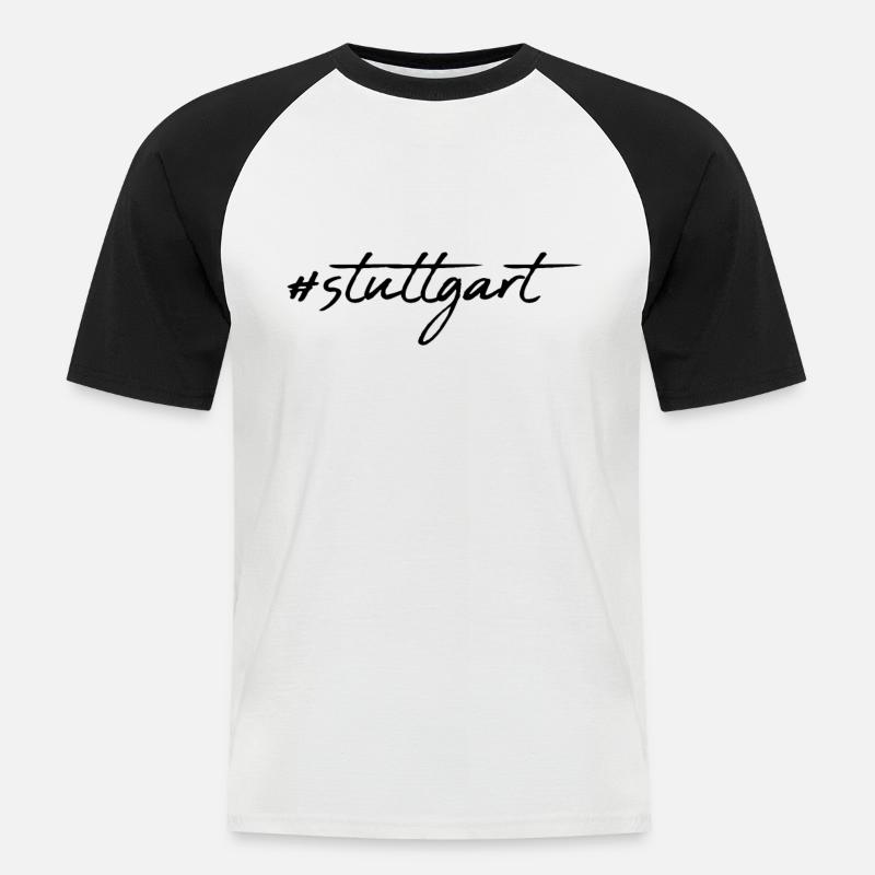 Stuttgart - Männer Baseball-T-Shirt - Weiß/Schwarz