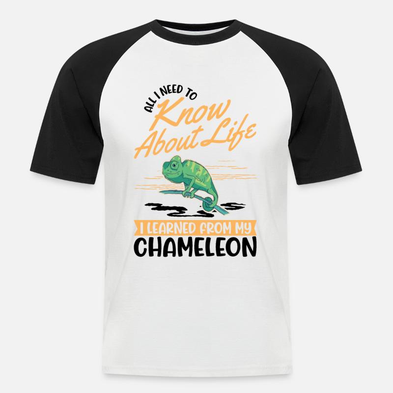 Chamäleon Geschenk Chameleon - Männer Baseball-T-Shirt - Weiß/Schwarz