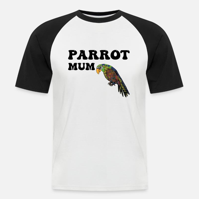 Papageien Mama - Männer Baseball-T-Shirt - Weiß/Schwarz