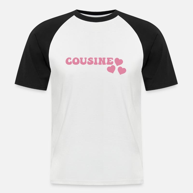 Cousine - Männer Baseball-T-Shirt - Weiß/Schwarz
