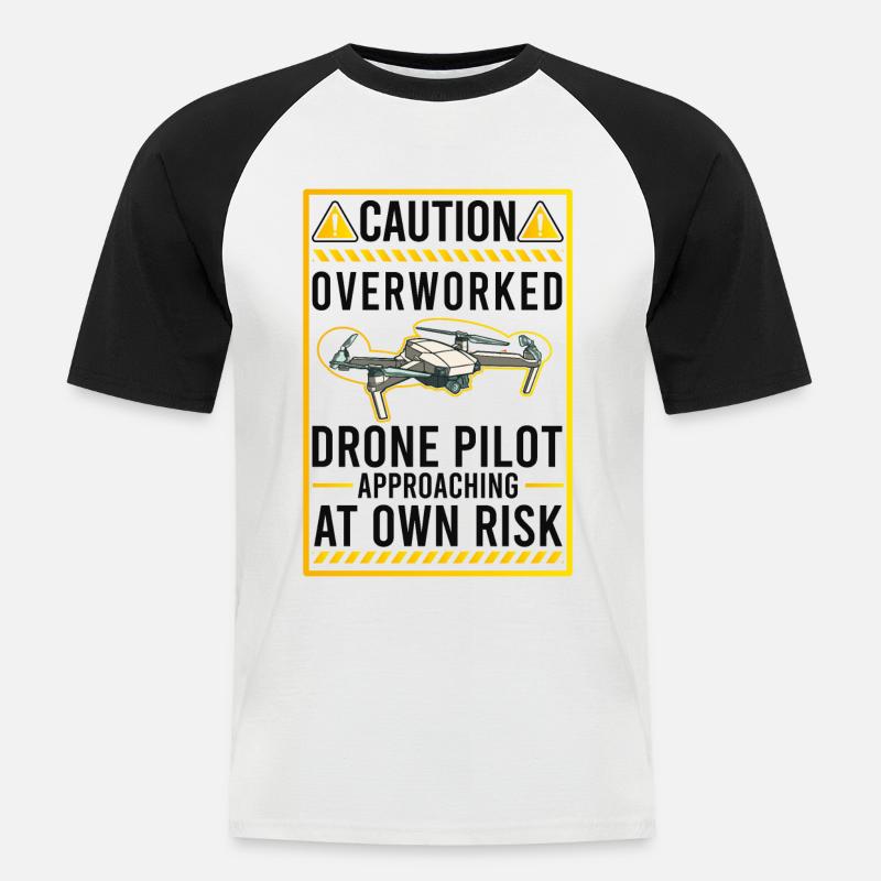 Attention: Revised Drone Pilot Drones - Men's Baseball T-Shirt - white/black