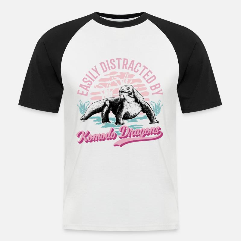 Komodowaran Komododrache Waran - Männer Baseball-T-Shirt - Weiß/Schwarz