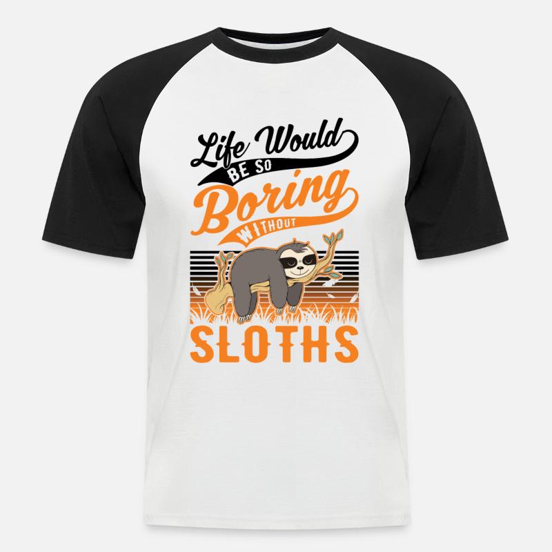 Faultier Geschenk Sloth - Männer Baseball-T-Shirt - Weiß/Schwarz