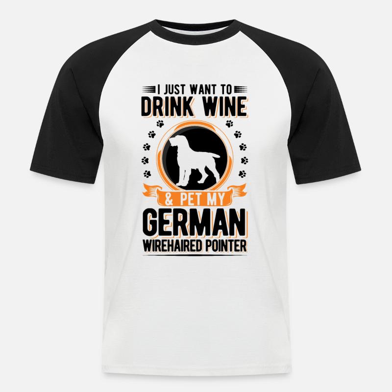 Deutsch Drahthaar Wein - Männer Baseball-T-Shirt - Weiß/Schwarz