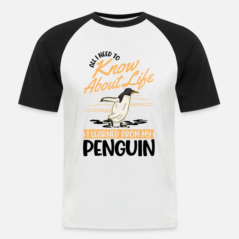 Pinguin Geschenk Penguin - Männer Baseball-T-Shirt - Weiß/Schwarz