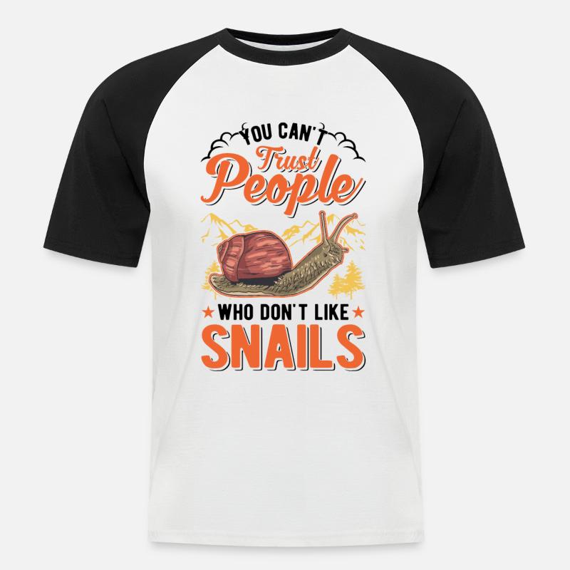 Escargot Cadeau Escargot de Vigne - T-shirt baseball manches courtes Homme - blanc/noir