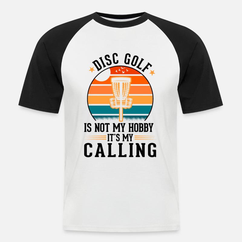 Discgolf Wurfscheibe Disc Golf - Männer Baseball-T-Shirt - Weiß/Schwarz
