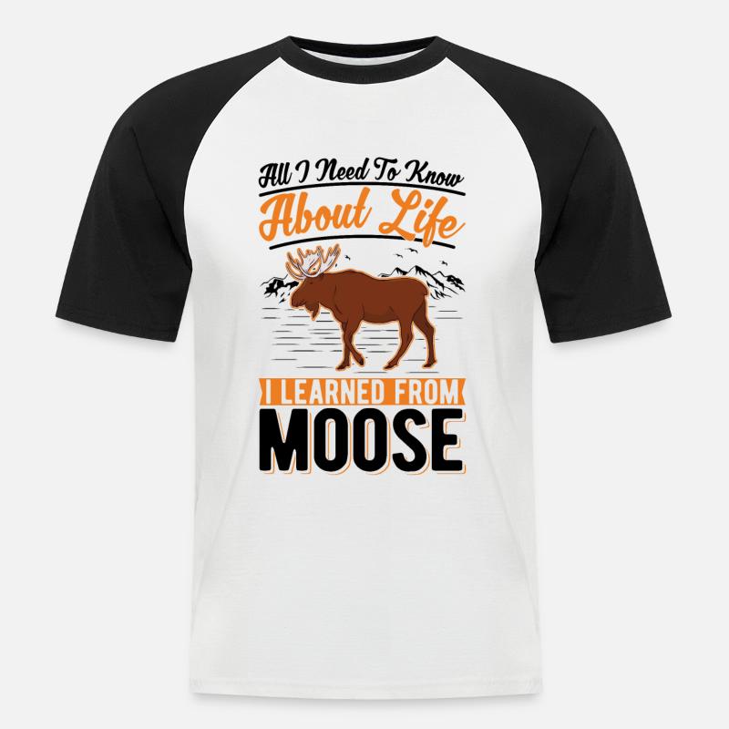 Elch Geschenk Elchgeweih Skandinavien - Männer Baseball-T-Shirt - Weiß/Schwarz